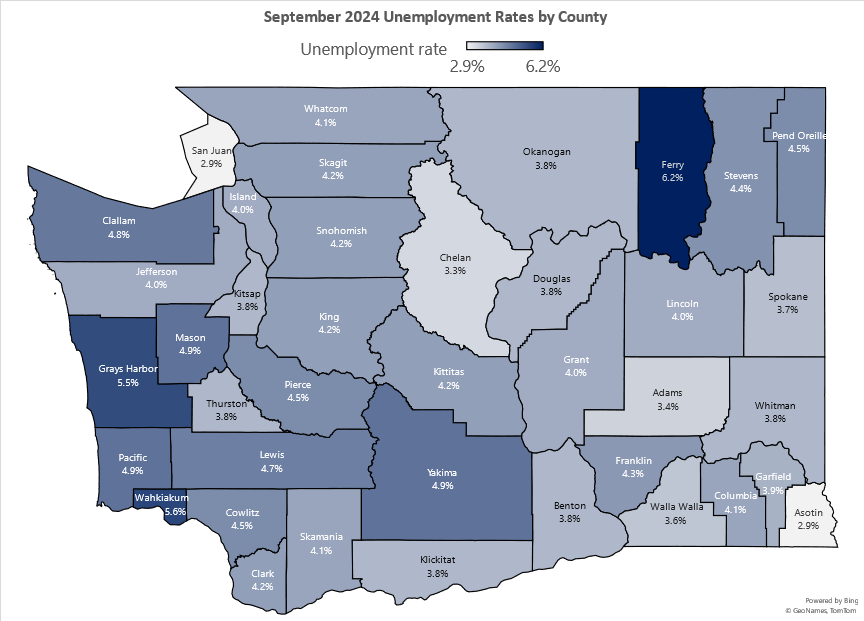 wa employment rates by county